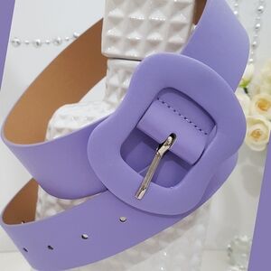 Vintage 80's Lavender High Waist Belt with Big Buckle